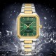 Мужские часы Curren 8457 Gold-Green с минеральным стеклом и комбинированным браслетом