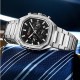 Мужские часы Curren 8459 Silver-Black с хронографом и стальным браслетом