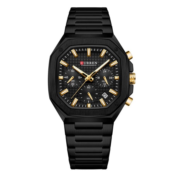 Чоловічий годинник Curren 8459 Black з хронографом та сталевим браслетом
