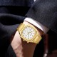 Мужские часы Curren 8459 Gold-White с хронографом и золотистым браслетом