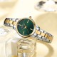 Женские классические часы Curren 9094 Silver-Gold-Green с минеральным стеклом и стальным браслетом