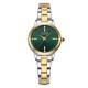 Женские классические часы Curren 9094 Silver-Gold-Green с минеральным стеклом и стальным браслетом