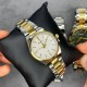 Мужские часы Curren 8439L Silver-Gold-Green с зеленым циферблатом и металлическим браслетом