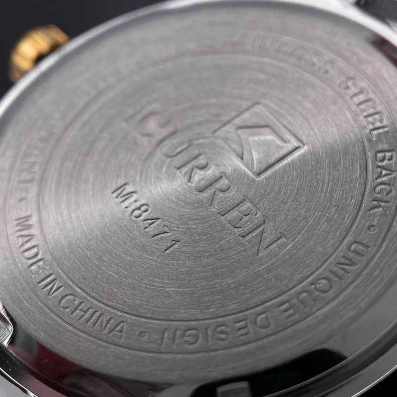 Чоловічий класичний годинник Curren 8471 Silver-Gold-White зі сталевим браслетом та календарем