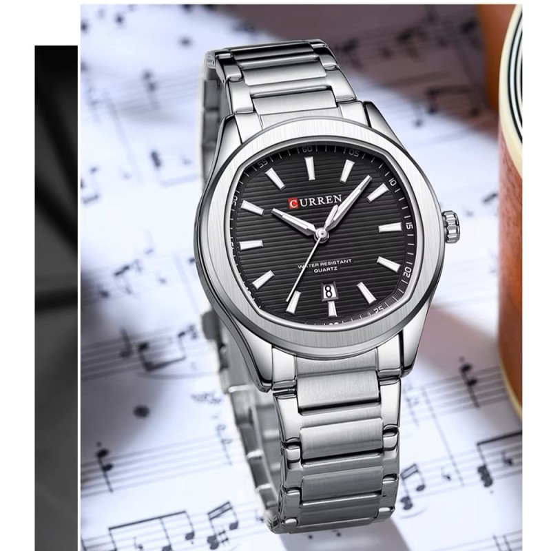 Curren 8474 Silver-Black STOPPED