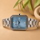 Женские часы Curren 9102 Silver-Blue с прямоугольным корпусом и серебристым браслетом