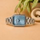 Женские часы Curren 9102 Silver-Blue с прямоугольным корпусом и серебристым браслетом