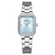 Женские часы Curren 9102 Silver-Blue с прямоугольным корпусом и серебристым браслетом