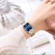 Женские часы Curren 9102 Silver-Gold-Blue со стальным браслетом и синим циферблатом