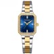 Женские часы Curren 9102 Silver-Gold-Blue со стальным браслетом и синим циферблатом