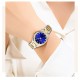 Женские часы Curren 9100 Silver-Gold-Blue с минеральным стеклом и стальным корпусом