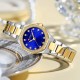 Женские часы Curren 9100 Silver-Gold-Blue с минеральным стеклом и стальным корпусом