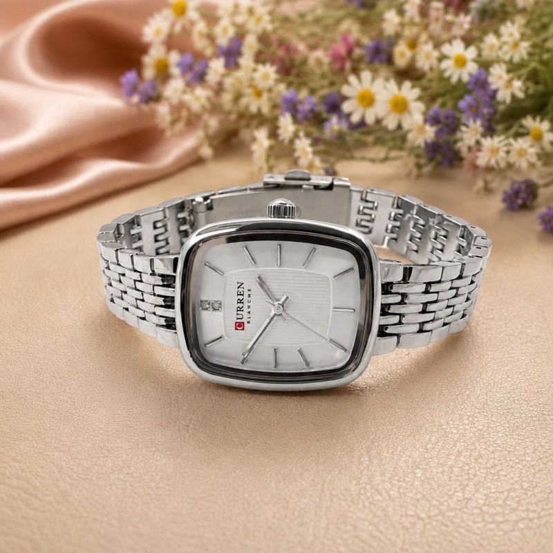 Жіночий годинник Curren 9093 Silver-White у класичному стилі зі сріблястим браслетом