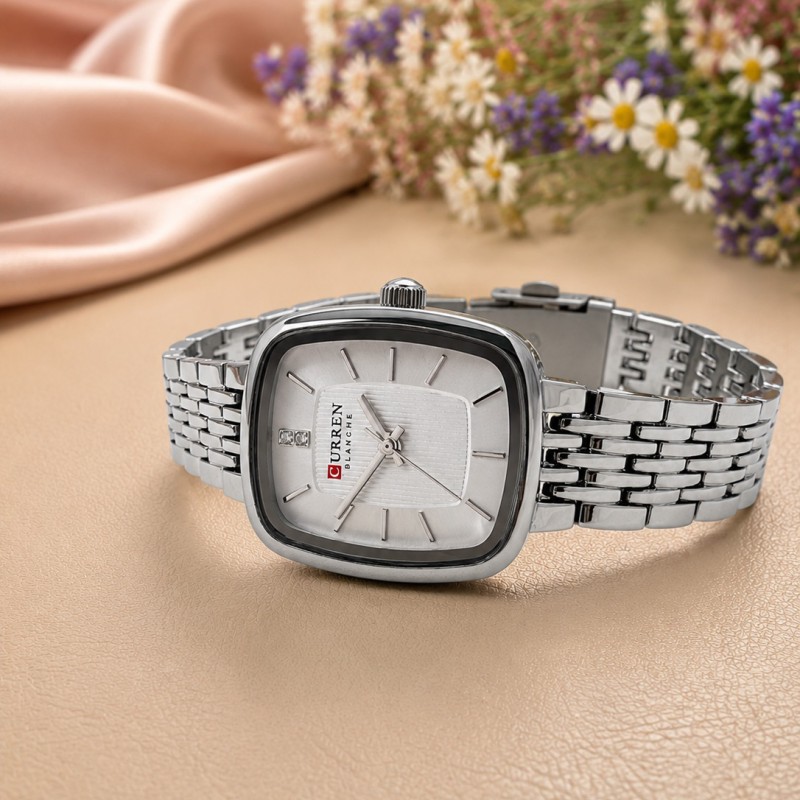 Жіночий годинник Curren 9093 Silver-White у класичному стилі зі сріблястим браслетом