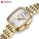 Жіночий наручний годинник Curren 9093 Gold-White з золотистим браслетом та прямокутним корпусом