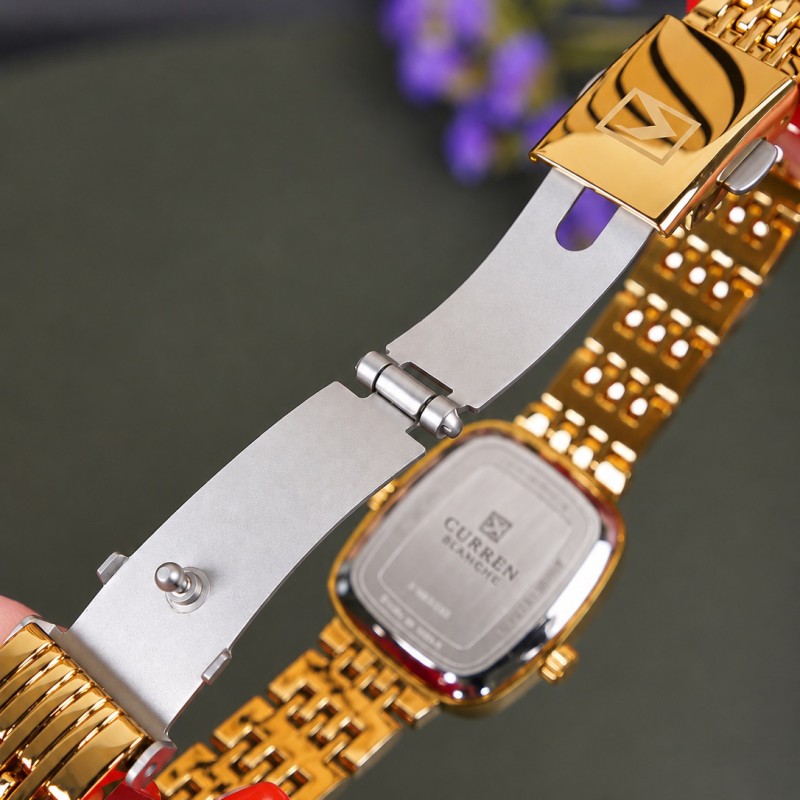 Жіночий годинник Curren 9093 Gold-Green з золотистим браслетом та зеленим циферблатом