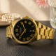 Женские классические часы Curren 9095 Gold-Black с металлическим браслетом и календарем