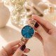 Женские часы Curren 9017 Rose Gold-Blue с минеральным стеклом и стальным корпусом