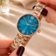 Женские часы Curren 9017 Rose Gold-Blue с минеральным стеклом и стальным корпусом