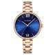 Женские часы Curren 9017 Rose Gold-Blue с минеральным стеклом и стальным корпусом