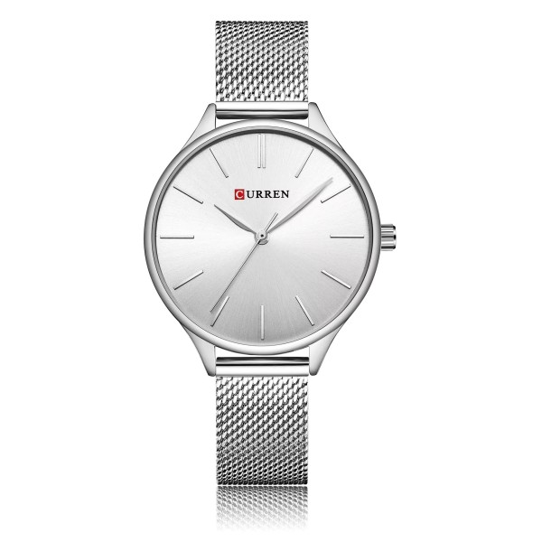 Женские часы Curren 9024 Silver-White в классическом стиле с серебристым браслетом