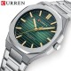 Мужские наручные часы Curren 8456 Silver-Green в классическом стиле с серебристым браслетом