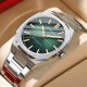Мужские наручные часы Curren 8456 Silver-Green в классическом стиле с серебристым браслетом