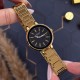 Жіночий годинник Curren 9109 Gold-Black із золотистим металевим браслетом та чорним циферблатом