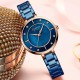 Женские часы Curren 9051 Rose Gold-Blue с перламутровым циферблатом и металлическим браслетом
