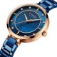 Женские часы Curren 9051 Rose Gold-Blue с перламутровым циферблатом и металлическим браслетом