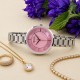Женские часы Curren 9051 Silver-Pink с серебристым браслетом и розовым циферблатом