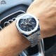 Мужские механические часы Gusto Skeleton Silver-Black с автоподзаводом и прозрачным циферблатом