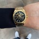 Мужские механические часы Gusto Skeleton Gold-Black с автоподзаводом и золотистым браслетом