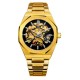 Мужские механические часы Gusto Skeleton Gold-Black с автоподзаводом и золотистым браслетом