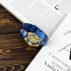 Мужские механические часы Gusto Skeleton Blue-Gold с автоподзаводом и синим браслетом