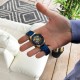 Мужские механические часы Gusto Skeleton Blue-Gold с автоподзаводом и синим браслетом