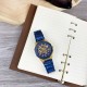 Мужские механические часы Gusto Skeleton Blue-Gold с автоподзаводом и синим браслетом