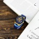 Мужские механические часы Gusto Skeleton Blue-Gold с автоподзаводом и синим браслетом