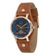 Жіночий годинник Guardo 011265-5 Brown-Cuprum-Blue з синім циферблатом та шкіряним ремінцем