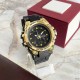 Мужские спортивные часы Sanda 739 Black-Gold с комбинированным циферблатом и подсветкой