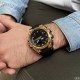 Мужские спортивные часы Sanda 739 Black-Gold с комбинированным циферблатом и подсветкой