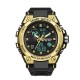 Мужские спортивные часы Sanda 739 Black-Gold с комбинированным циферблатом и подсветкой