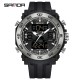 Мужские спортивные часы Sanda 6029 Black-Silver с комбинированным циферблатом и подсветкой