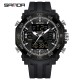 Мужские часы Sanda 6029 All Black тактические со стрелочно-электронным циферблатом и водозащитой 5 ATM