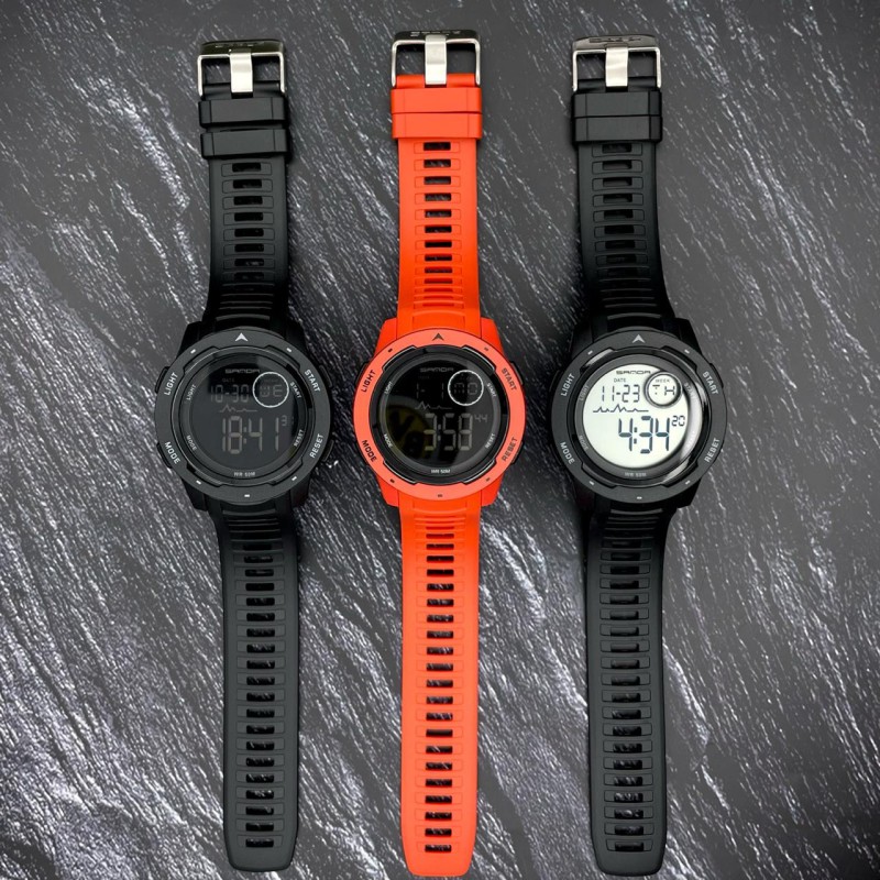 Мужские тактические часы Sanda 2125 All Black с водонепроницаемостью 5 ATM и подсветкой