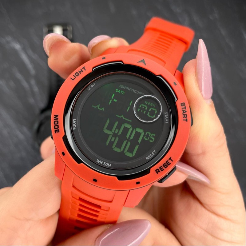 Мужские тактические часы Sanda 2125 All Black с водонепроницаемостью 5 ATM и подсветкой