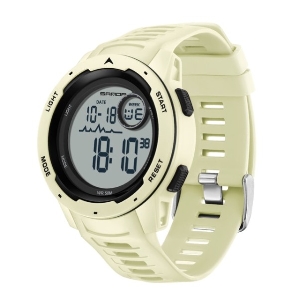 Мужские спортивные часы Sanda 2125 White с электронным циферблатом и водозащитой 5 ATM