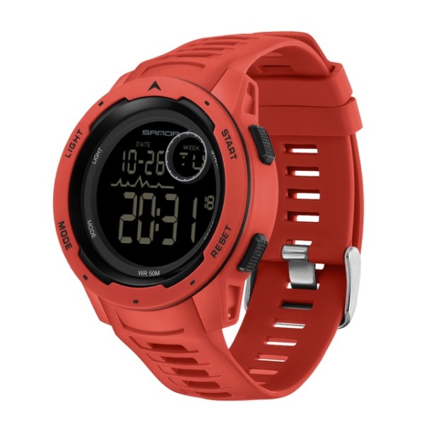 Мужские спортивные часы Sanda 2125 Red-Black с электронным циферблатом и подсветкой