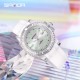 Женские наручные часы Sanda 9007 White в прозрачном корпусе с каучуковым ремешком