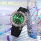 Женские часы Sanda 9007 Black-Green с зеленым циферблатом и каучуковым ремешком